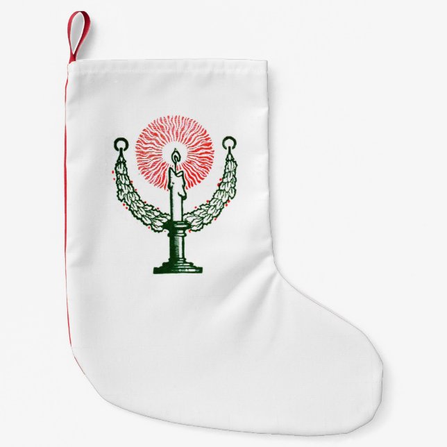 Meia De Natal Pequena Vela de Natal Tradicional (Frente)