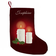 Velas de Natal Brancas em Vermelho com Nome Person