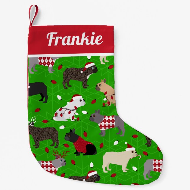 Meia De Natal Pequena Verde Bastante Francês (Frente)