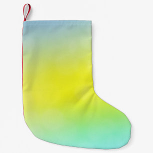 Meia De Natal Pequena Verde claro, abstrato amarelo coberto de fundo. C
