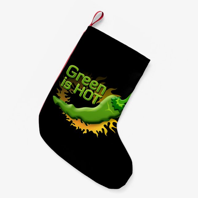 Meia De Natal Pequena Verde é QUENTE (Frente (Pendurada))