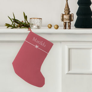 Meia De Natal Pequena Vermelho Clássico Simples Arco Minimalista Perso