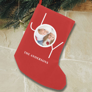 Meia De Natal Pequena Vermelho de Fotografia Personalizado