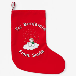 Meia De Natal Pequena Vermelho De Papais noeis Nome Personalizado Snowma