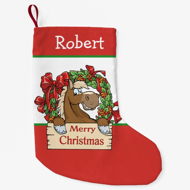 Meia De Natal Pequena Vermelho e Branco - Cartoon Ocidental (Frente)