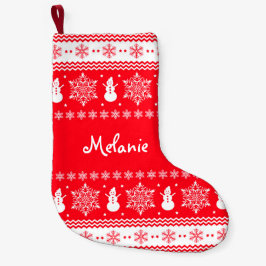 Meia De Natal Pequena Vermelho e White Christmas