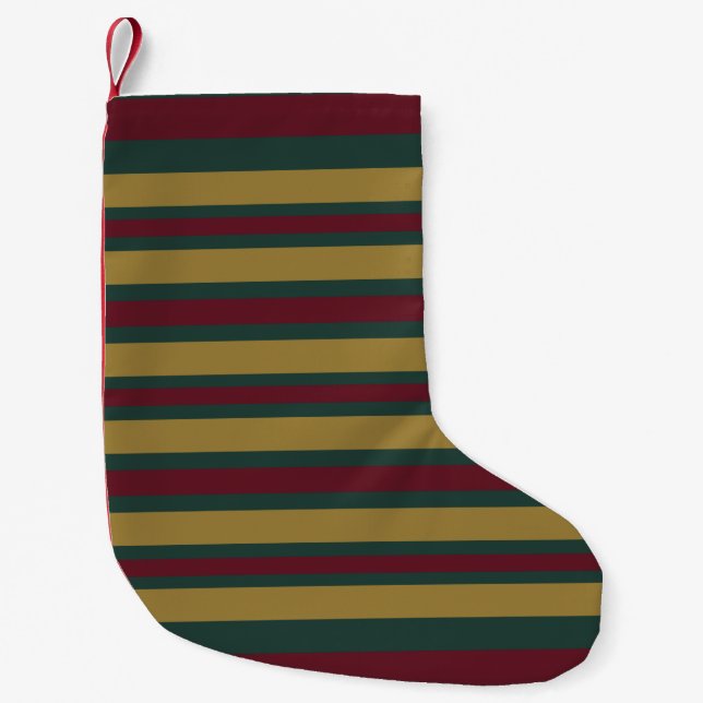 Meia De Natal Pequena Vermelho Verde E Dourado Natal Tirado (Frente)