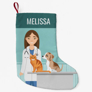 Meia De Natal Pequena Veterinária Mulher Veterinária Médica Veterinária 