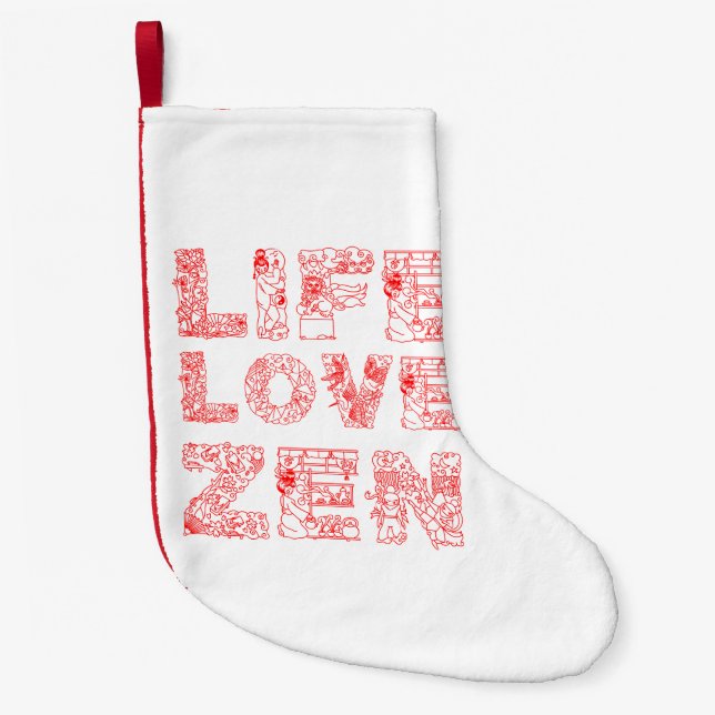 Meia De Natal Pequena Vida, Amor, Zen (Frente)