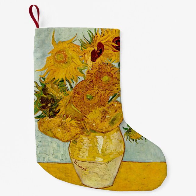 Meia De Natal Pequena Vincent Van Gogh 12 Sunflower Impressionista (Frente)