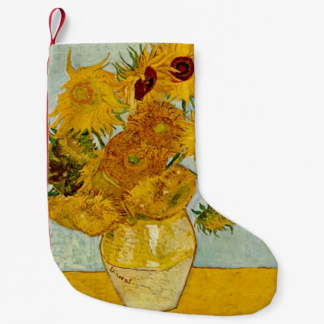 Meia De Natal Pequena Vincent Van Gogh 12 Sunflower Impressionista (Frente)