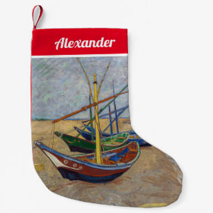 Meia De Natal Pequena Vincent van Gogh - Barcos de Pesca na Praia