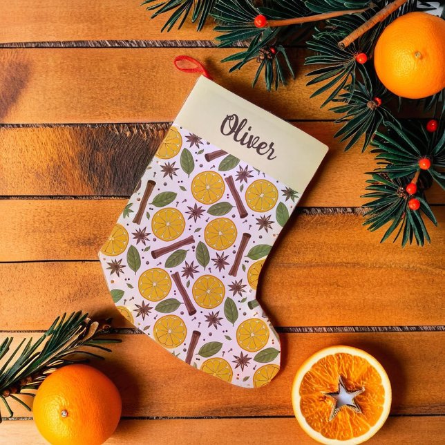 Meia De Natal Pequena Vinho branco apimentado (Christmas mulled wine spicy white small christmas stocking)