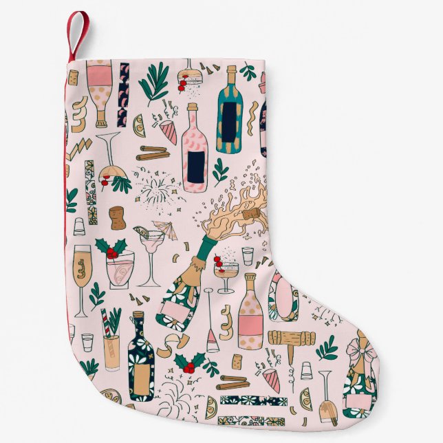 Meia De Natal Pequena Vinho-cocktail de natal de champanhe de véspera de (Frente)