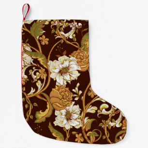 Meia De Natal Pequena Vintage barroco floral: magnólias, padrão rosa.