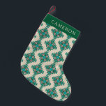 Meia De Natal Pequena Vintage Ornamentado Art Nouveau Green Personalizad<br><div class="desc">Padrão de Azulejo do Ornamentado Vintage Art Nouveau em Parada de Natal Personalizada e Verde</div>
