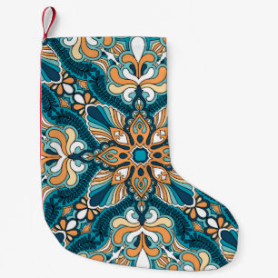 Meia De Natal Pequena vintage paisley kerhead ornament impressão. Cabe