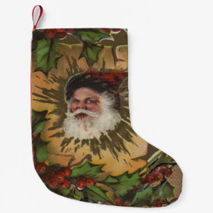 Meia De Natal Pequena Vintage Papais noeis Antiguamente Natal Holly