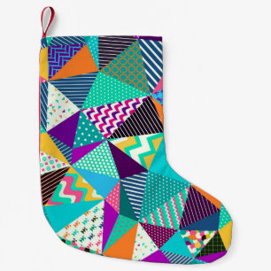 Meia De Natal Pequena Vintage Patchwork Decorative Patterative Design