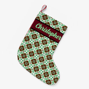 Meia De Natal Pequena Vintage Red Green White Barcelona Floral