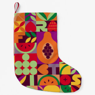 Meia De Natal Pequena Vintage retro fruta vintage padrão perfeito. Abst