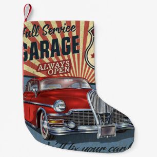 Meia De Natal Pequena Vintage Route 66 Garage retro poster com retro ca