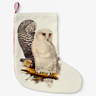 Meia De Natal Pequena Vintage Snowy Owl Drawing
