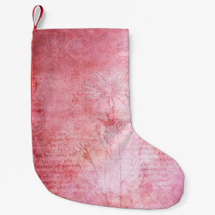 Meia De Natal Pequena Vintage textura do raspão rosa