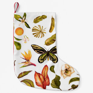 Meia De Natal Pequena Vintage tropical Watercolor, com obje isolado