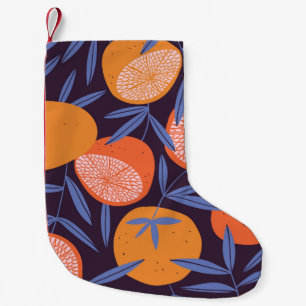 Meia De Natal Pequena Vintagem De Toranja, Padrão De Fruta Tropical.
