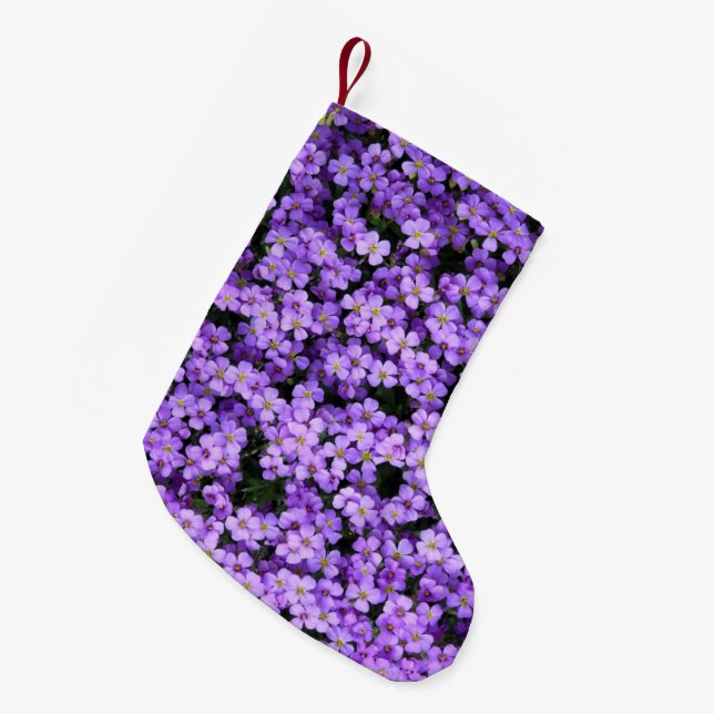 Meia De Natal Pequena Violetas no Natal (Frente (Pendurada))