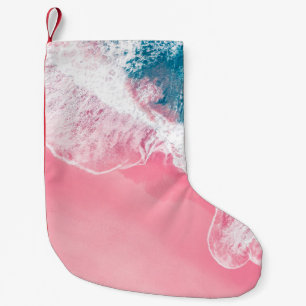 Meia De Natal Pequena Vista aérea de uma praia cor-de-rosa de areia em 