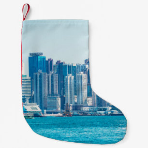 Meia De Natal Pequena Vista do porto de Hong Kong no dia. ásia, asiática