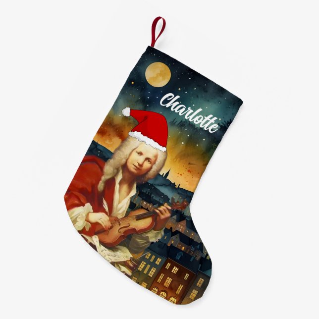 Meia De Natal Pequena Vivaldi Christmas (Frente (Pendurada))