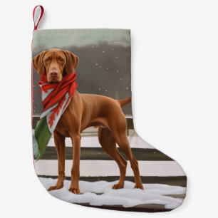 Meia De Natal Pequena Vizsla Dog no Natal da Neve