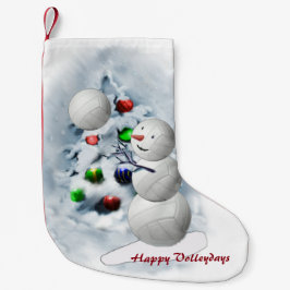 Meia De Natal Pequena Voleibol Snowman Natal