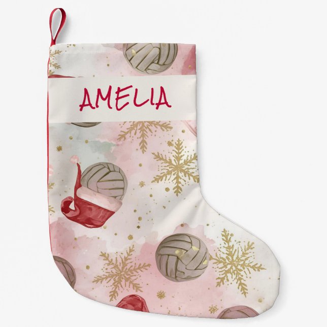 Meia De Natal Pequena Volleyball Santa Hat Name Christmas   (Frente)