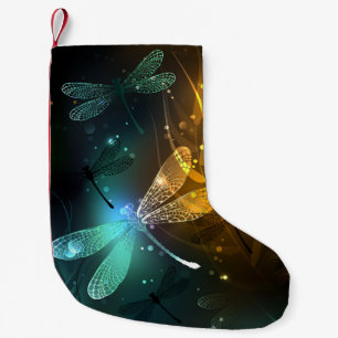 Meia De Natal Pequena Voo luminoso verde de libélula