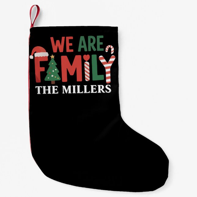 Meia De Natal Pequena We Are Family Personalized Christmas Family Couple (Frente)