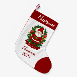 Meia De Natal Pequena Weihnachtsmann mit Tannenzweigen -