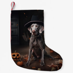 Meia De Natal Pequena Weimaraner Abóboras Halloween Assustador