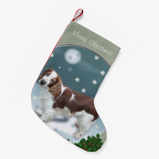 Meia De Natal Pequena Welsh Springer Spaniel Natal (Frente (Pendurada))