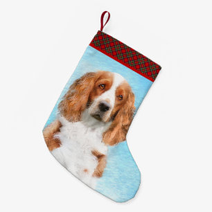 Meia De Natal Pequena Welsh Springer Spaniel Painting - Arte Original De