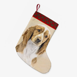 Meia De Natal Pequena Welsh Springer Spaniel Painting - Arte Original De