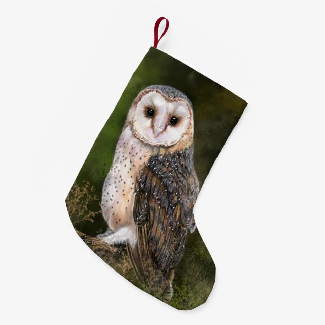 Meia De Natal Pequena Western Barn Owl Stocks de Natal (Frente (Pendurada))