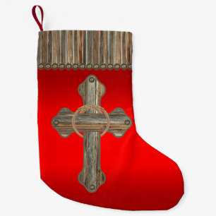 Meia De Natal Pequena Western Cross Barnwood E Conchos Impressão