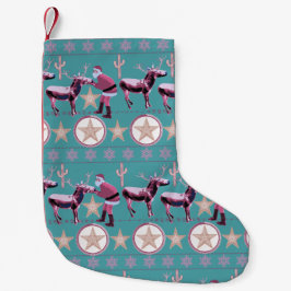 Meia De Natal Pequena Western Donkey Christmas Gingerbread Texas Star
