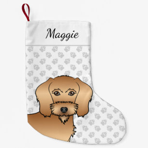 Meia De Natal Pequena Wheaten Wire Haired Dachshund Head Com Nome