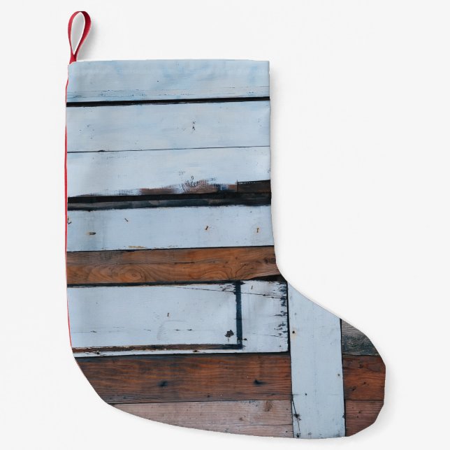 Meia De Natal Pequena White and brown wooden board (Frente)