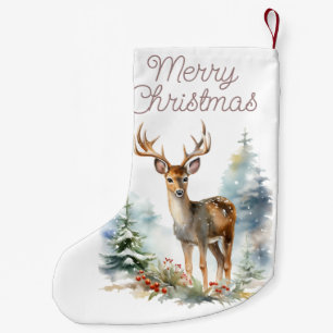 Meia De Natal Pequena Whitetail Deer Watercolor Art Stocks de Natal